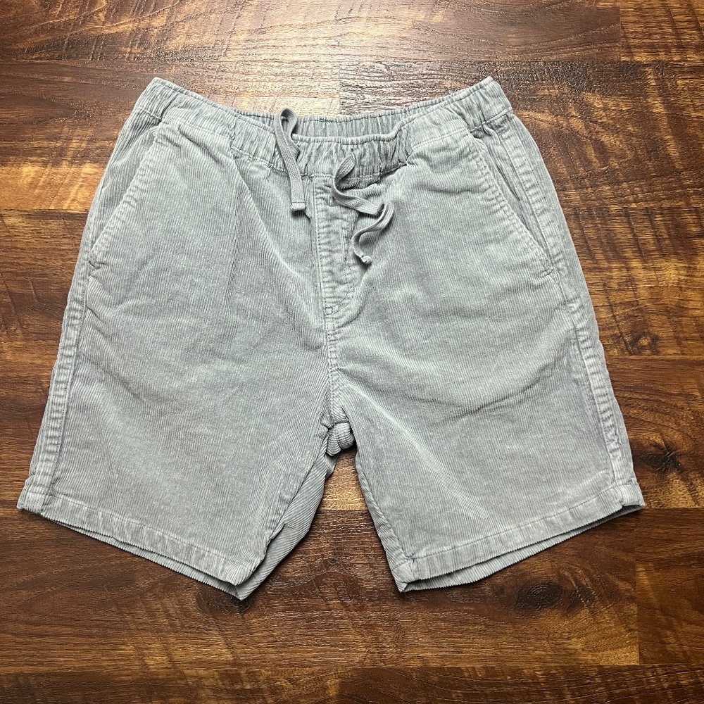 EUC Katin KORD PATIO SHORTS Steel Blue (Gray) Corduroy Men's size M Drawstring